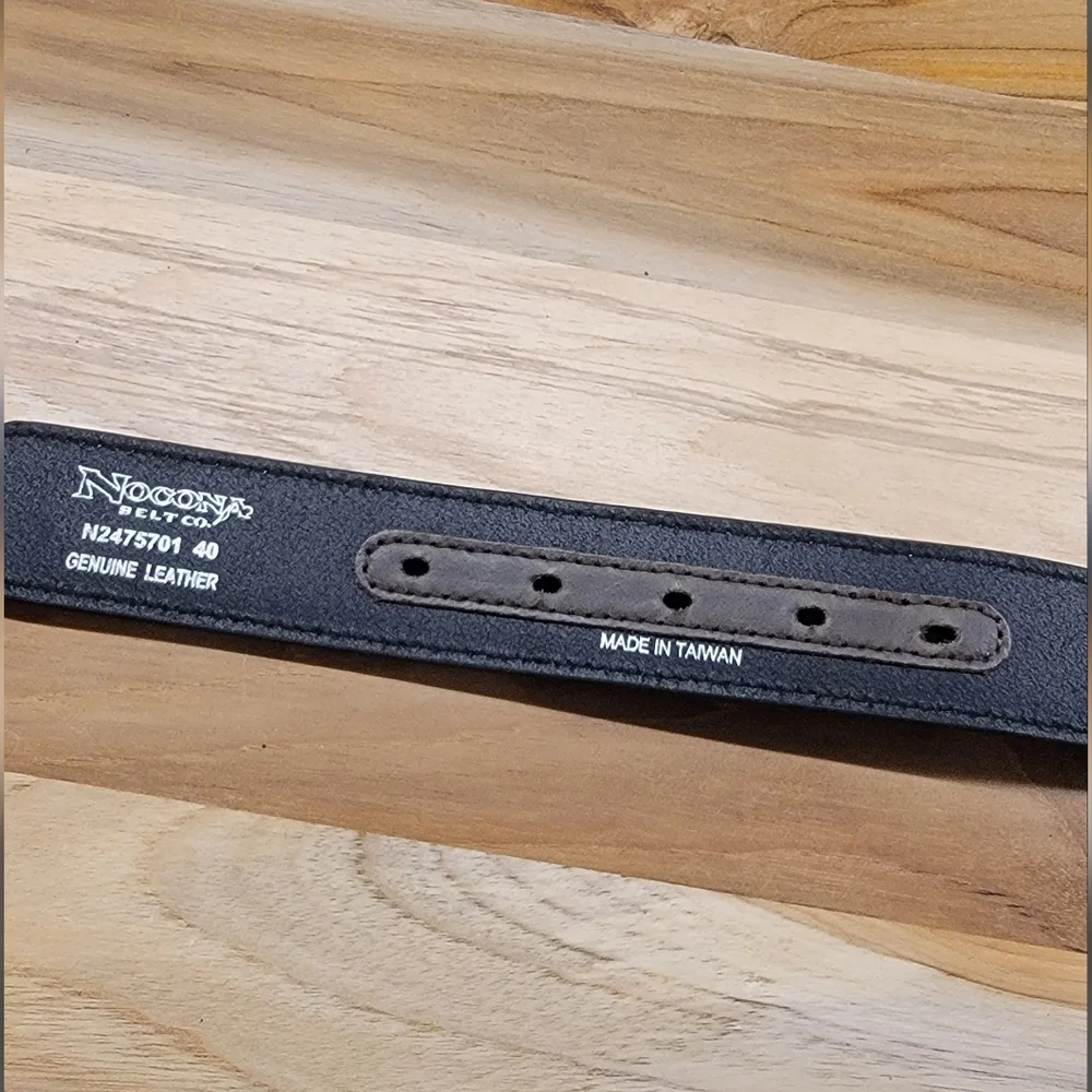 Nocona Black and Brown Leather Belt Size 40 - Picture 5 of 5